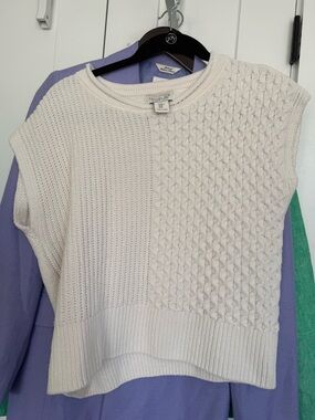 Rachel Zoe Cream Cable-Knit Scoop-Neck Sweater Vest